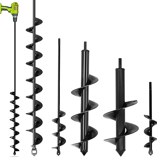 5 Set Auger Drill Bit for Planting,Heavy Duty Garden Auger Spiral Drill Bit Bulb Planter Tool for Planting Bedding Plants,Universal for Cordless Drill(1.6"x9",1.6"x16.5",3.5"x16",4"x12",2"x32")