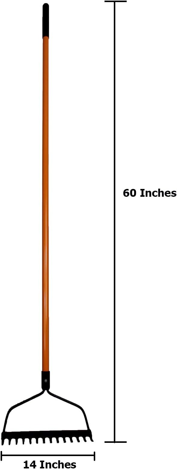 Ashman Bow Rake (2 Pack) – Heavy Duty Rake to Gather Fallen Leaves, Equipped with Rubber Grip Handle for a Strong Hold When Working – Rust Resistant.