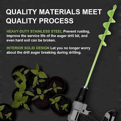 TCBWFY Auger Drill Bit for Planting 1.6x16.5inch Extended Length Garden Auger Spiral Drill Bit for Planting Bulbs Flowers,Post Hole Digger for 3/8”Hex Drill