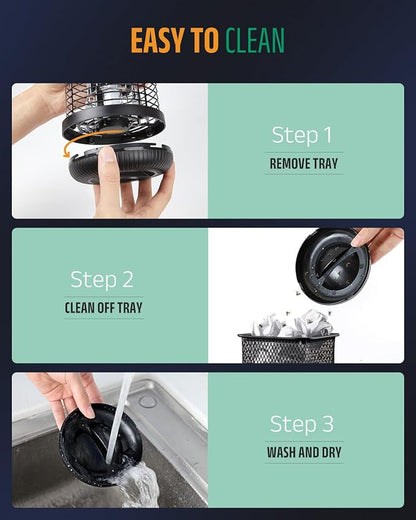 Buzbug LED Bug Zapper Indoor Outdoor, Up to 50,000 Hrs Lifespan Lamps, 6.5ft Power Cord, High-Voltage, Mosquito Zapper, Fly Trap Mosquito Trap, Fly Killer Fly Zapper -MO008C (Pewter)