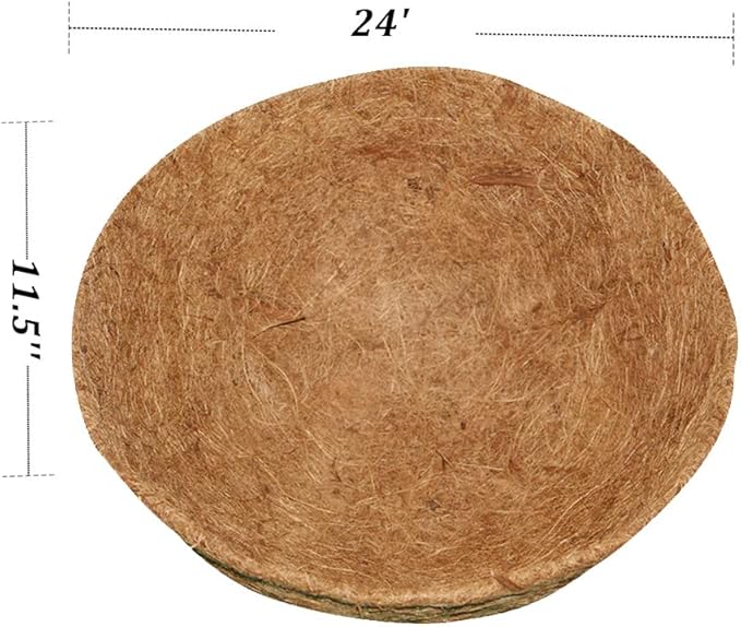 4PCS Coco Liner for Hanging Basket 24 Inch Round 100% Natural Planter Liner Replacement Plant Basket Liners Coco Fiber Liner for Garden Planters Coconut Coir Liner Flower Pot for Hanging Basket