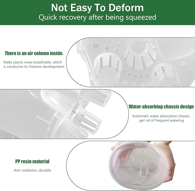 Cdd's Path 5-Pack 6 Inch Self Watering Pots Set with Holes for Indoor/Outdoor Plants,Planter Pot with Watering Hole/Reservoir and Air Pipes,Clear