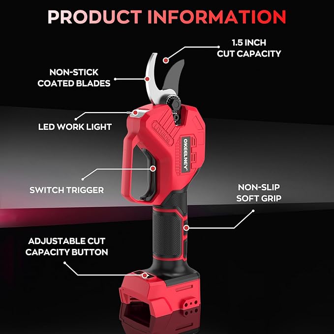 Electric Pruning Shears for Milwaukee M18 Battery, Brushless Cordless Branch Cutter Pruner with 1.5 inch Cut Capacity for Tree trimming, Shrubs, Gardening (Tool Only)