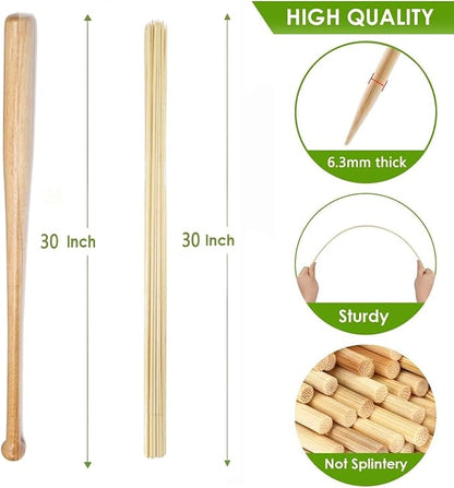 125 PCS 30-Inch Extra Thick 6.3mm Smores Sticks & Marshmallow Sticks for Fire Pit & Campfire – Heavy Duty Long Bamboo Skewers for Grilling, BBQ, Hot Dogs, Camping, and Plant Stakes – VESYMAN