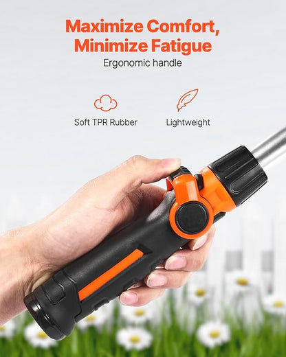 VEVOR Watering Wand, 15-Inch Robust Yard Hose Stick with 8 Spraying Modes & 180° Pivoting Head, Extended Hose Spray Apparatus with Thumb Operated On/Off