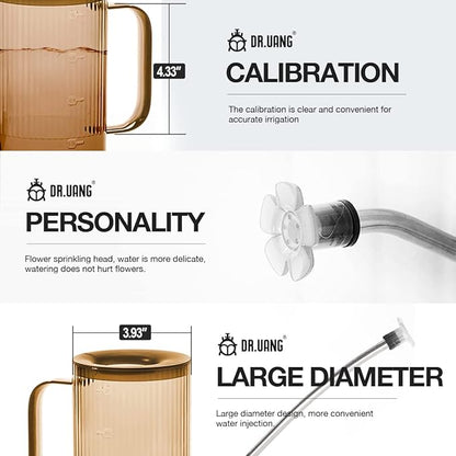 Small Watering Can Indoor Plants with Long Spout (1L, Amber Brown)