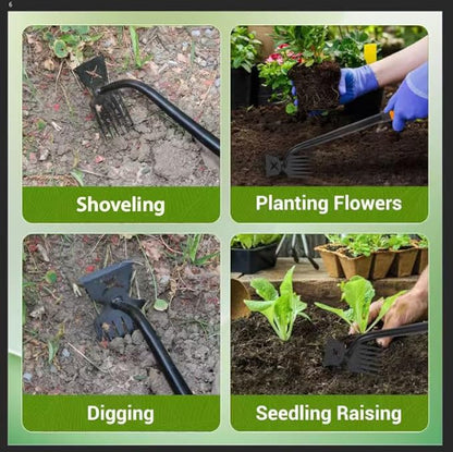 Weed Puller Tool-3-Piece Weed Pulling Tools, Manganese Steel 6-Teeth Multi-Purpose Gardening Manual Weeding Tools for Yard and Garden（HT3077G）