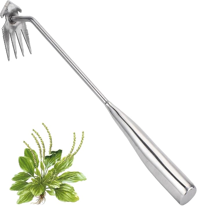 Weed Puller Tool, Stainless Steel Gardening Hand Weeder Tools, Weeding Artifact Uprooting Weeding Tool, Weed Removal Tool, 4-Tooth Dual Purpose Manual Weed Pulling Tool for Yard Garden