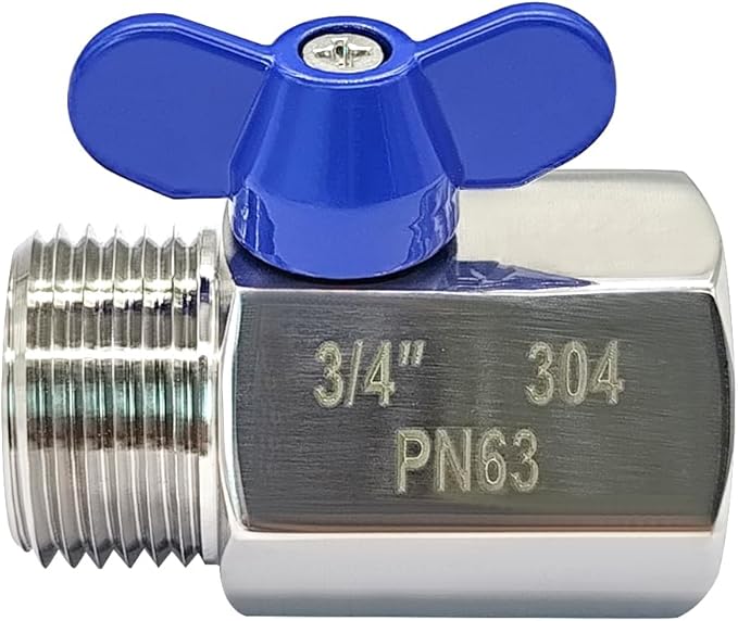 beduan Stainless Steel 3/4 Shut Off Valve GHT Threaded Garden Hose Heavy Duty Connector(Mini Butterfly Levers)