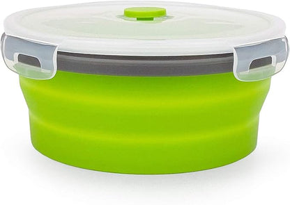 CARTINTS 1200ml Large Collapsible Meal Prep Containers, Reusable Silicone Food Storage Containers, Stackable Fridge Storage Containers, With Leakproof Lids, Microwave and Freezer Safe, Green