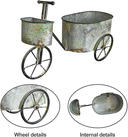 Farmhouse Small Flower Cart Bicycle Planters for Outdoor Plants Bicycle Plant Stand Wagon Planter Rustic Plant Cart for Patio Garden Balcony Gray Green