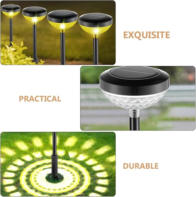 Solar Pathway Lights Outdoor Garden Stake Lamp with LED Solar Powered Light for Yard Patio Landscape Lighting Waterproof Decorative Ground Plug