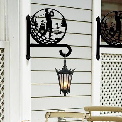 peacoblue Iron Plant Hangers Hooks for Outdoor Indoor Hanging Plants Flower Fern Pots Lantern Bird Feeder,11.6"x14.5" Weather Resistant Metal Wall Holder for Porch Garden Farmhouse(Golf)