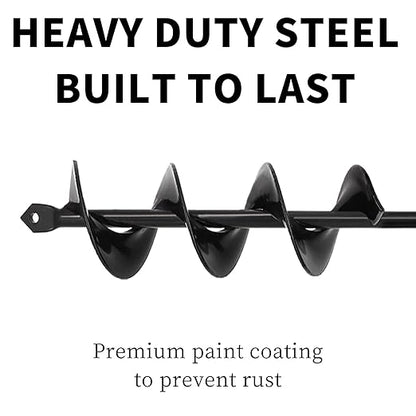 TCBWFY Auger Drill Bit 2x14.6inch Garden Plant Flower Bulb Auger Rapid Planter Bulb & Bedding Plant Auger for 3/8" Hex Drive Earth Drill Fence Post Umbrella Hole Digger