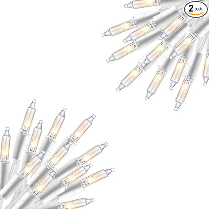 Vigdur 2 Pack 13ft 50 Clear Outdoor String Lights on White Wire Cord, UL Approved for Indoor/Outdoors Use, Connectable 120V Clear Outdoor Lights for Xmas Patio Home Party Garden Decor(White)