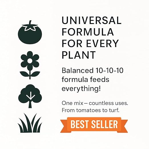 𝐁𝐄𝐒𝐓𝐒𝐄𝐋𝐋𝐄𝐑 10-10-10 Plant Fertilizer Slow Release | 10 10 10 All Purpose Fertilizer for Fruit Trees, Evergreens, Vegetables, Arborvitae, Fig Trees, Shrubs, Pines, Oaks, Flowers [2 Quarts]