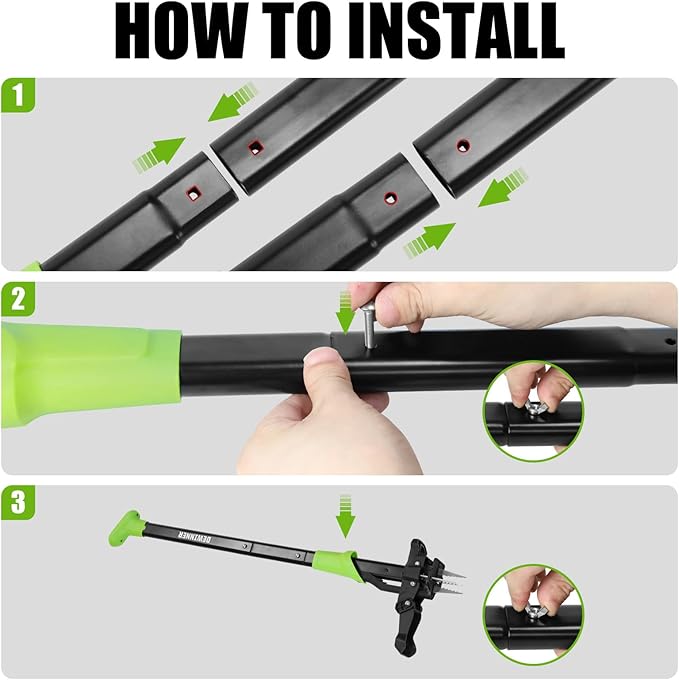 DEWINNER 4-Claw Stand Up Weed Puller Tool, 34'' Heavy Duty Manual Weeding Tool with Ergonomic Handle, Effortless Weed Removal & Ejector Design for Lawn, Garden – No Bending or Kneeling