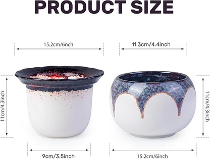 African Violet Pots, 6 Inch Self Watering Pots for Indoor Plants, Ceramic Modern Decor Pots Efficient Absorption Water Plant Pot - Gradient Red (No Plants)