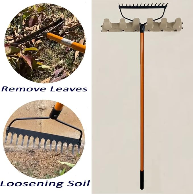 Ashman Bow Rake (2 Pack) – Heavy Duty Rake to Gather Fallen Leaves, Equipped with Rubber Grip Handle for a Strong Hold When Working – Rust Resistant.