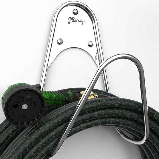 JBscoop Garden Hose Holder Stainless Steel Small Wall Mount Garden Hose Hook, Ideal for Water, Air, Hydraulic Hose, Ropes, Extension Cords Heavy Duty & Rust Proof (1)