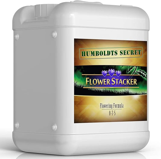 Humboldts Secret Flower Stacker | 0-7-5 Bloom Booster with Vitamin B1 | High Phosphorus Potassium Flowering Nutrients | Potting Soil Hydroponics Coco | Indoor & Outdoor Plants | 5 Gallon