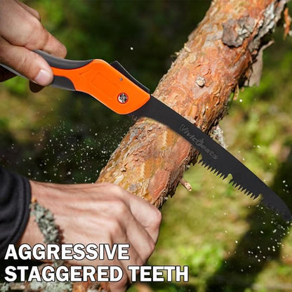 Vivicreate Folding Hand Pruning Camping Saw Survival Bushcraft Saw Tree Pruning Cutting Hand Limb Yard Work Folding Saw serrucho plegable sierra de poda herramientas de jardinería (12 Inch)