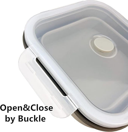 CARTINTS Large 1200ml Collapsible Bowls with Lids, Silicone Food Storage Containers, Space-Saving Meal Prep Containers For Kitchen and Outdoors Camping, Set of 3, Grey