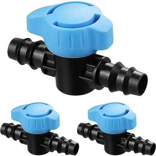 1/2 Inch Drip Irrigation Barbed Valve: 3 Pack 1/2" Shut Off Valves Male x Male for 1/2 Inch Drip Irrigation Tubing (.570-.620" ID) Switch Valves for Easy Flow Control in Irrigation System
