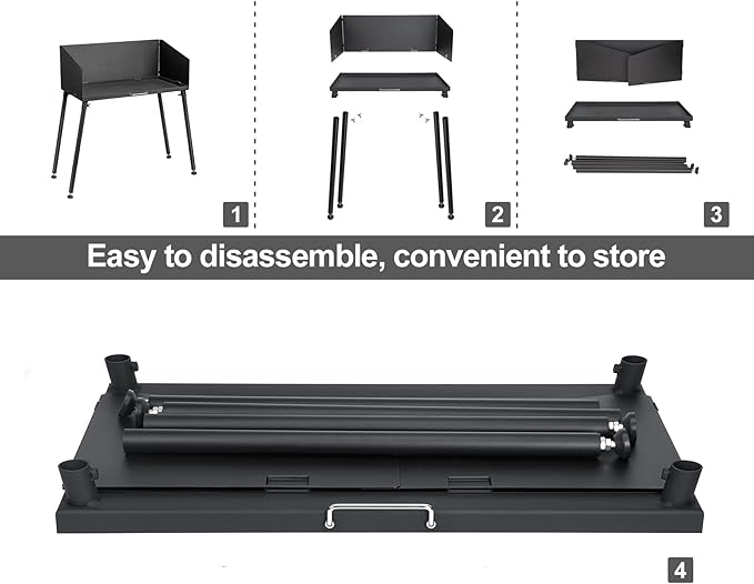 Stanbroil 30 Inch Camp Cooking Table with Foldable Three-Sided Windscreen and Legs, Perfect for Dutch Oven Cooking with Charcoal Briquettes and Food Preparation
