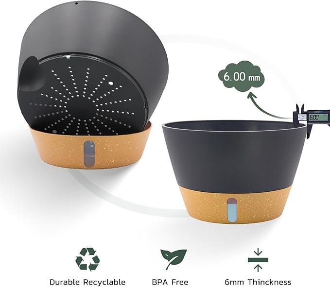 ZMTECH 12 Inch Large Hanging Planters for Outdoor Plants, Self Watering Hanging Planter with Visual Reservoir, Hanging Baskets for Plants Indoor with Drainage Hole and Plant Hanger(3 Pack, Gray)