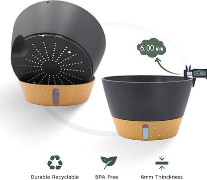 ZMTECH 12 Inch Large Hanging Planters for Outdoor Plants, Self Watering Hanging Planter with Visual Reservoir, Hanging Baskets for Plants Indoor with Drainage Hole and Plant Hanger(1 Pack, Gray)