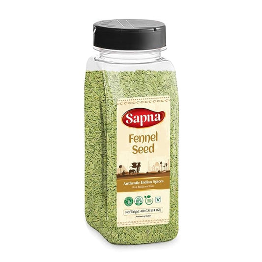 Sapna Fennel Seeds, 14 OZ, Premium Authentic Spice, All Natural, Pure Saunf Whole