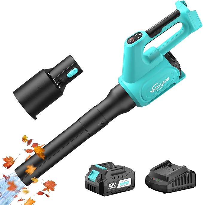 Electric Cordless Leaf Blower with Battery and Charger, 5-Speed + Turbo Mode, 4.0Ah Lightweight Battery Powered Powerful Blower for Blowing Leaves, Patio Cleaning, Blowers for Lawn Care