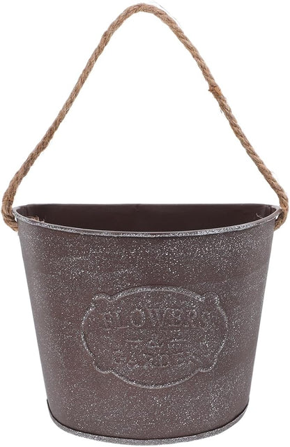 GANAZONO 2pcs Tin Wall Hanging Flower Pot Fence Decor Hanging Baskets for Plants Fence Planters for Outdoor Plant Holder Iron Wall Mounted Planter Grey Jug