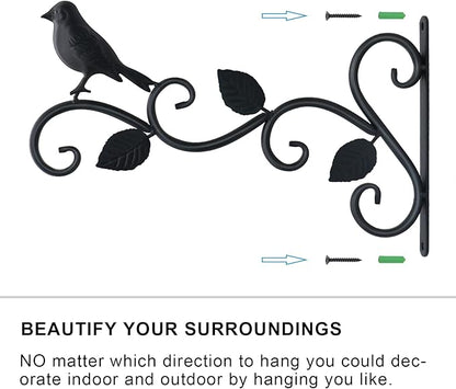 Hanging Plants Bracket 12" Bird Planter Outdoor Hooks Hangers for Flower Baskets Pot Bird Feeder Wind Chimes Lanterns Patio Garden Outdoor Indoor Metal Black, 4 Packs