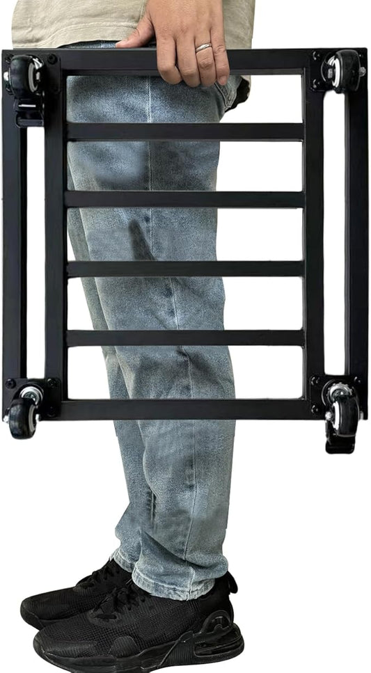 18" Square Plant Stand with Wheels Heavy Duty,Large Metal Plant Caddy Indoor Outdoor Use,Rolling Plant Dolly with Industrial Casters,Rust-Proof Black Plant Tray for Large Planters Pots,1-Pack