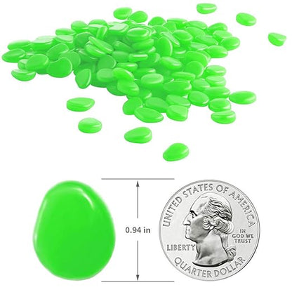 Glow Pebbles Green, 480 pcs Green Glowing Rocks for Outdoor Decor, Garden Lawn Yard, Aquarium, Walkway, Fish Tank, Pathway, Luminous Pebbles Powered by Light or Solar-Recharge Repeatedly