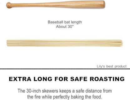 HOPELF 36" Natural Bamboo Skewers Sticks for Marshmallows，S'Mores，BBQ，Kabob，Grilling，Barbecue，Roasting，Camping.More Size Choices 6"/8"/10"/12"/14"/30"(100 PCS)