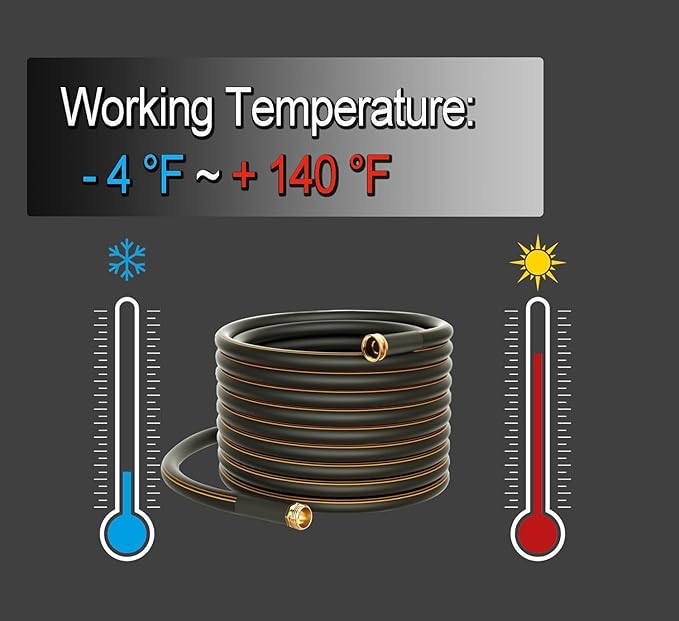 Atlantic Heavy Duty Garden Hose 30 ft x 5/8 Inch Black Color Flexible Water Hose with Solid Brass Fittings (30 Feet)