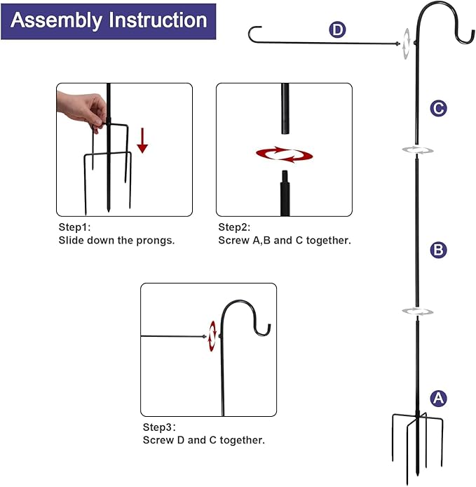 Heavy-Duty Garden Flag Stand with Shepherd's Hook Holder – Sturdy Metal Frame for 12x18 Inch Flags & String Lights, Weather-Resistant Outdoor Lawn, Patio, Yard Decorations