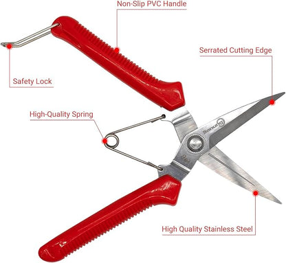 Sanung 910 2 PACK Garden Pruning Shears Multipurpose Flower Stems Branch Fruit Picking Shears Scissors Gardening Hand Pruners with Straight Steel Blades Safety Lock