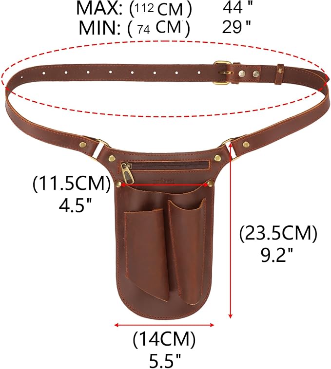 Tourbon Leather Gardening Belt Florist Tool Bag Gardener Holster Waist Pouch Electrician Carpenter Organizer Kit with 4 Pockets Up to 44"", Brown