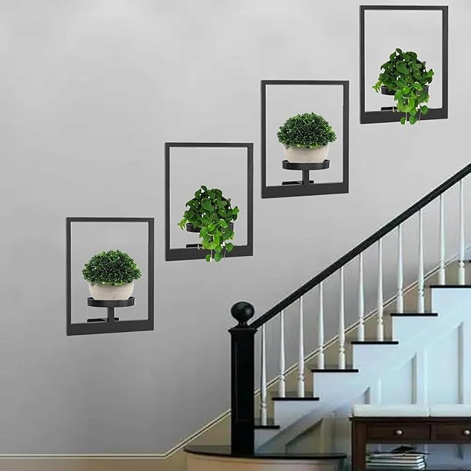 Hanging Planters 3 Pack, Wall Mounted Plant Hanger with Shelves for Window, Indoor Outdoor Wall Decor Planter for Living Room Entryway Plants