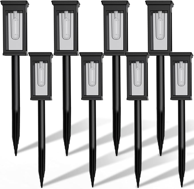 Solar Pathway Lights, 8 Pack Solar Lights Outdoor Waterproof IP65, Auto On/Off Outdoor Solar Lights for Pathway, Garden, Yard, Walkway, Lawn, Patio, Driveway, Landscape Decor Lighting