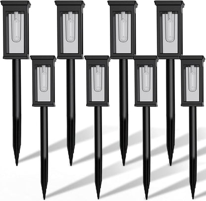 Solar Pathway Lights, 8 Pack Solar Lights Outdoor Waterproof IP65, Auto On/Off Outdoor Solar Lights for Pathway, Garden, Yard, Walkway, Lawn, Patio, Driveway, Landscape Decor Lighting