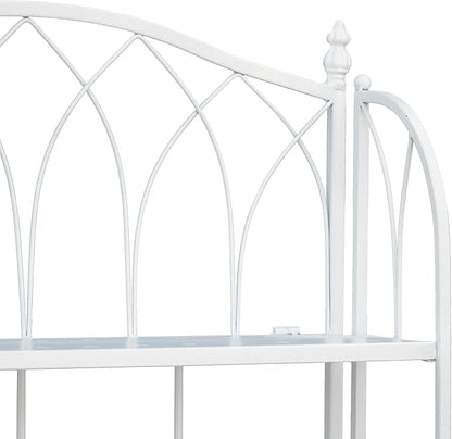 White 4-Tier Plant Stand with French Style Pattern, Indoor Outdoor Flower Shelf for Balcony Patio, Vintage Garden Decor with Lattice Design Plant Holder