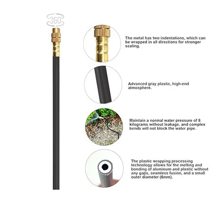 New drip Irrigation kit, Automatic Garden Watering System, Quick Connector and 360-degree Bending Dropper atomizing Copper Nozzle, Garden Plant Lawn Courtyard Watering System. (15 Spray nozzles)