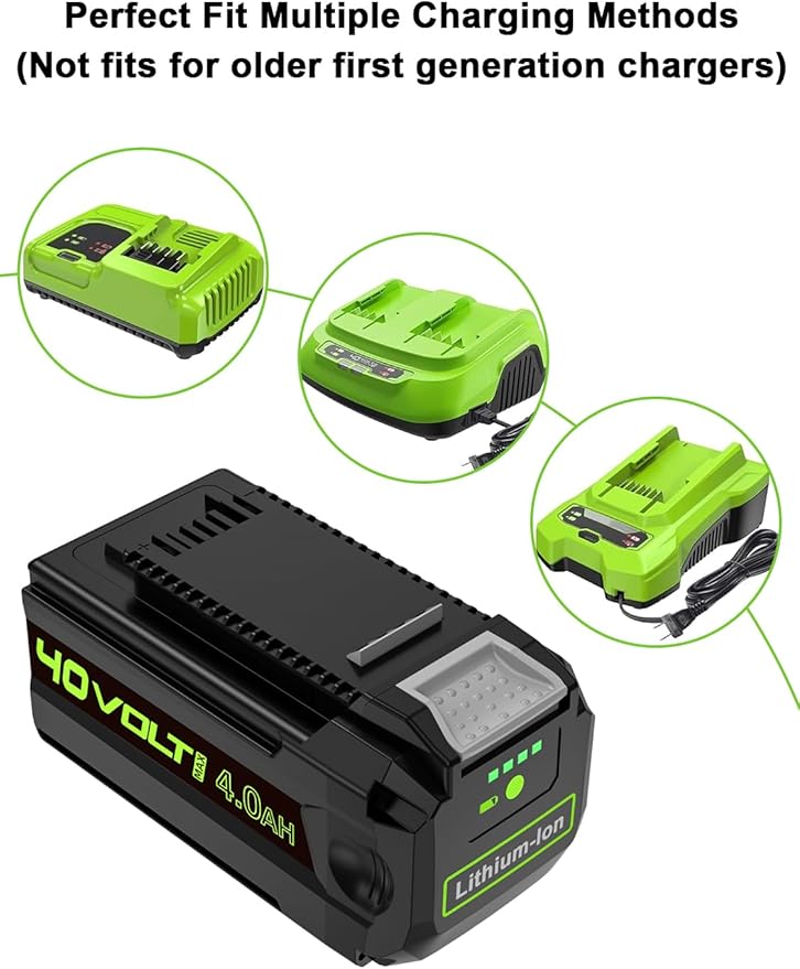 IEFUU Compatible with Greenworks 40V Battery 4.0Ah G-MAX 29462 29472 20202 22262 25322 29252 29482 20312, Compatible with Green Works Lithium-Ion Battery 75+ Gen 2 Cordless Power Tools Not for Gen 1
