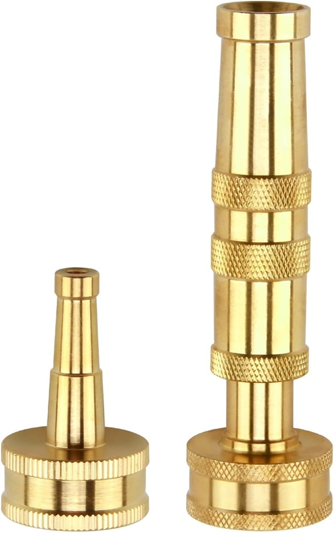 Water Hose Sprayer Nozzle, Solid Brass Jet Sweeper Nozzles with Adjustable Twist, High Pressure Hose Nozzle Garden Hose Nozzle for Garden