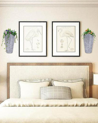 vensovo 12 Inches Galvanized Wall Planters - 2 Packs Metal Tin Vases for Flowers Indoors, Farmhouse Hanging Planter Tall Flower Holder for Country Decor Outdoors, Silver